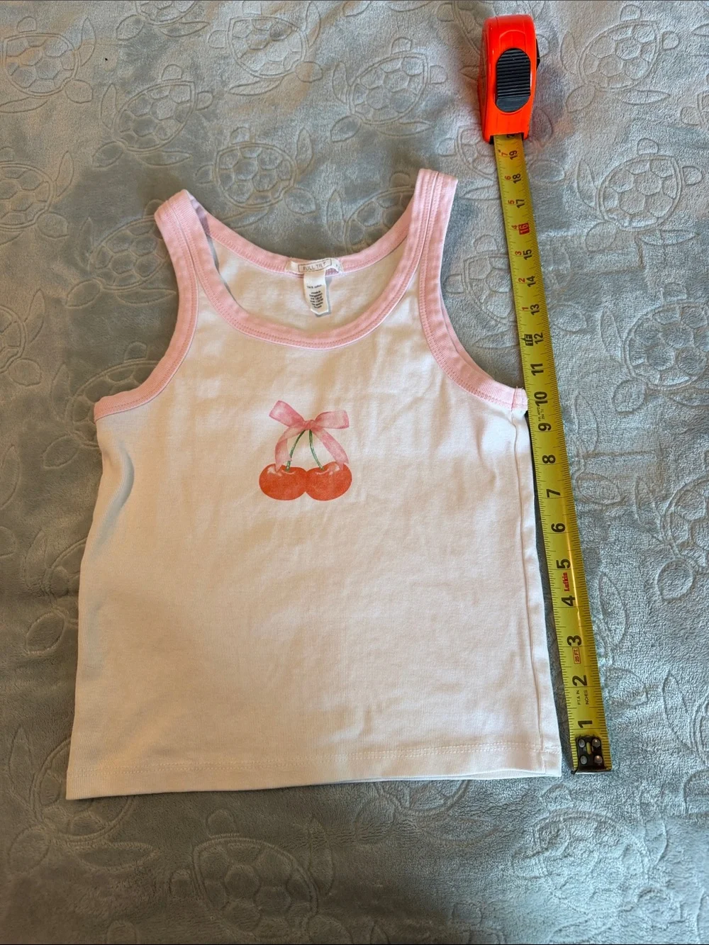 Full Tilt Pink & White Tank Top with Cherry Graphic